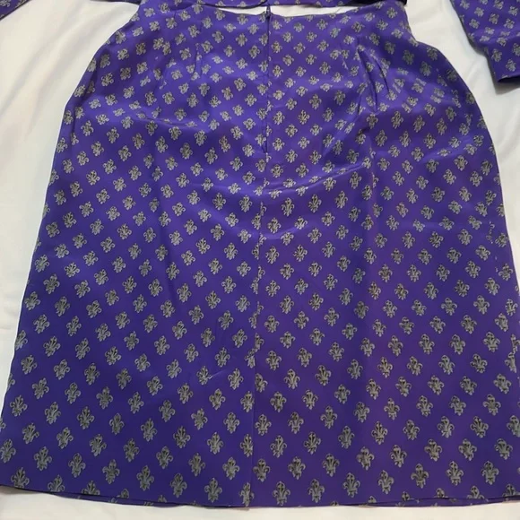 Michelle Stuart Elegant Purple Patterned 2-Piece set Skirt&Jacket Silk size 8 P - Picture 4 of 6